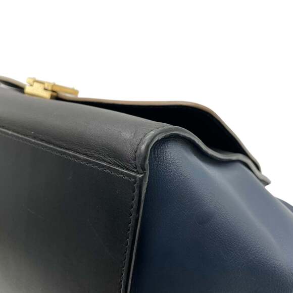 CELINE Trapeze Leather Suede Handbag Shoulder Bag Navy Gray Women's B4 - Picture 10 of 16